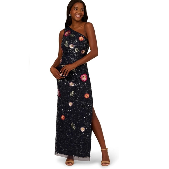 Adrianna Papell Women's Sleeveless Draped Midi Dress - V-Neck, Faux Wrap, Tulip Skirt